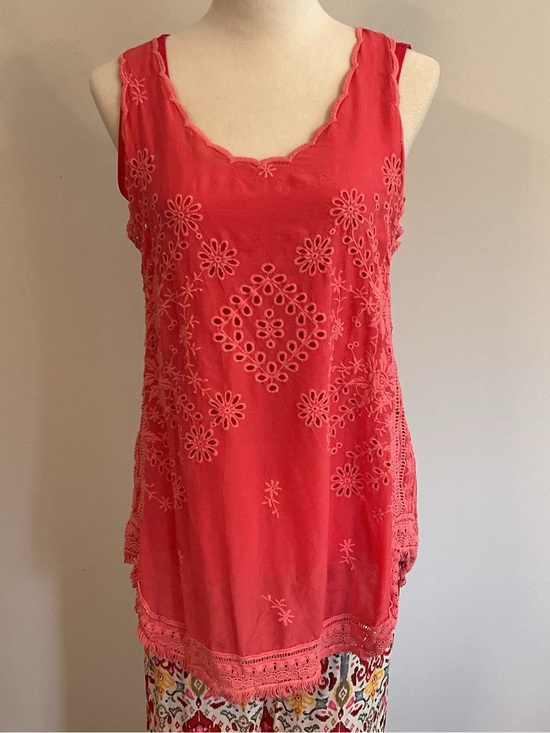 Johnny Was Tops - Johnny Was Calypso Coral Eyelet Embroidered Tank